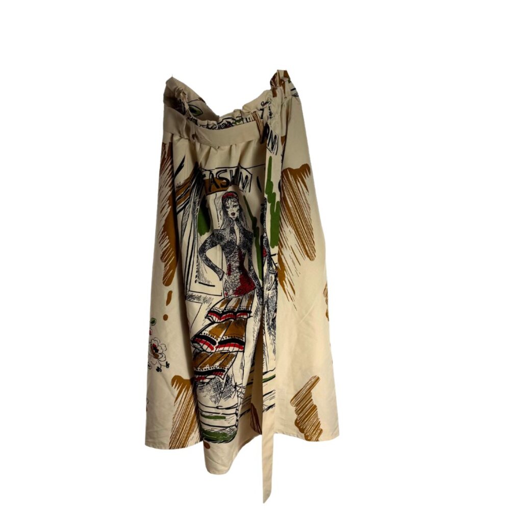DFER Destiny Graphic Wrap Skirt Medium Artsy Boho Statement